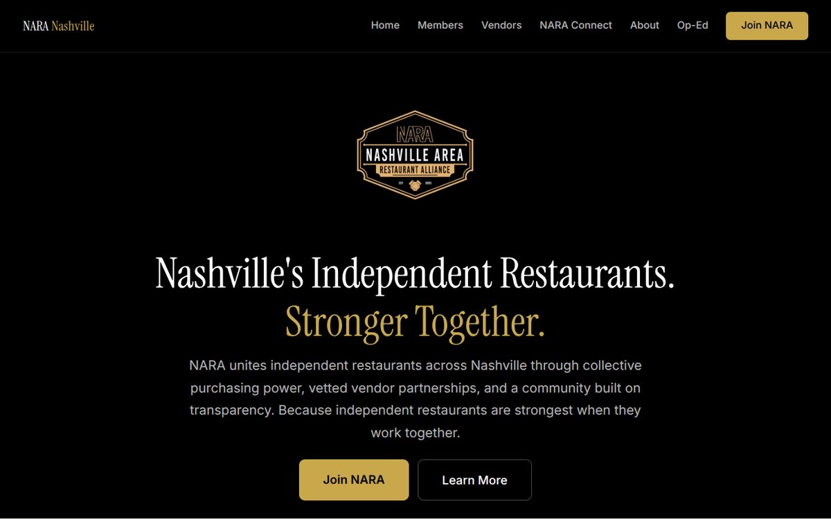 NARA Nashville homepage screenshot
