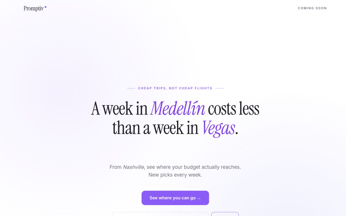 Promptiv homepage screenshot